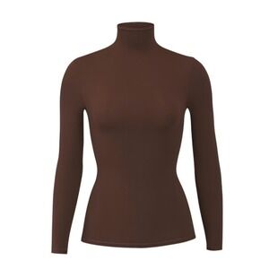 SKIMS NWT Fits Everybody Cocoa Brown Long Sleeve Turtleneck Top Size L